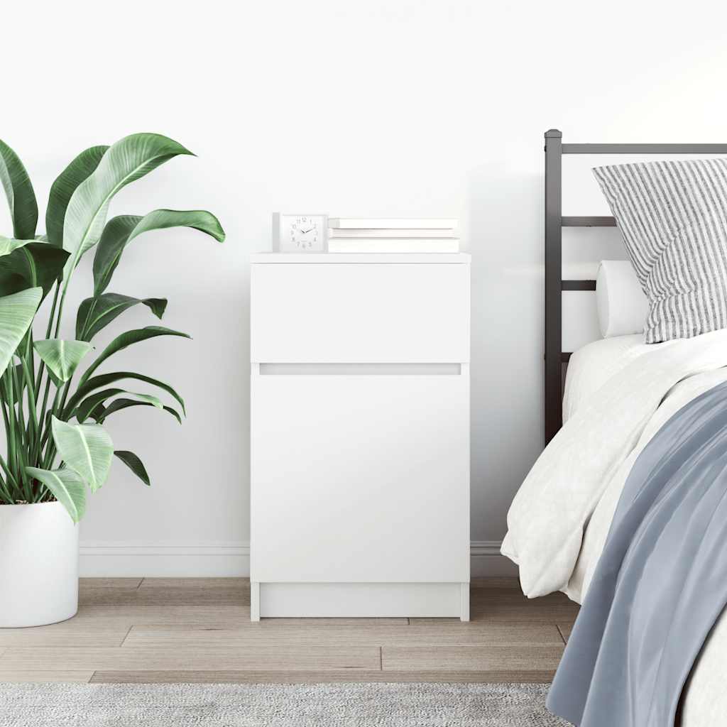 vidaXL Bedside Cabinet White 39x35x65 cm Engineered Wood