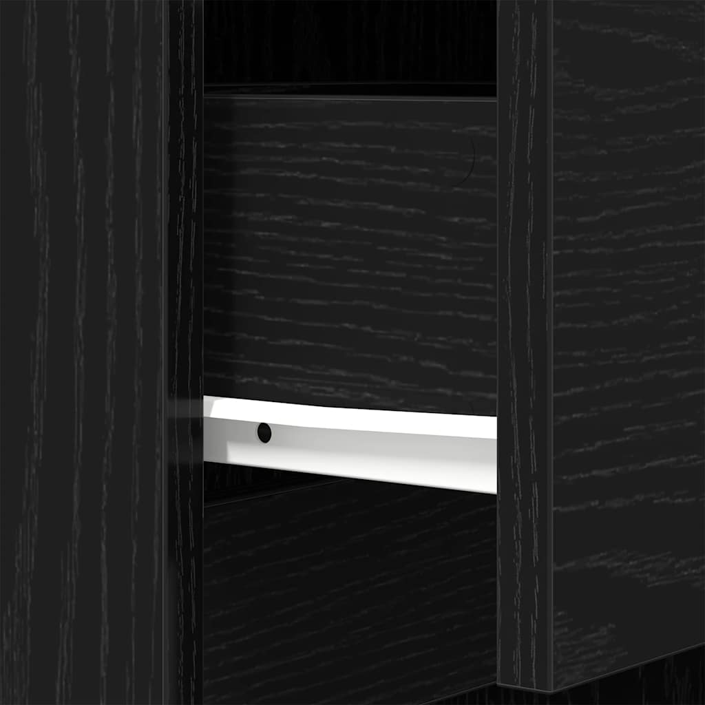 vidaXL Bedside Cabinet Black 39x35x65 cm Engineered Wood