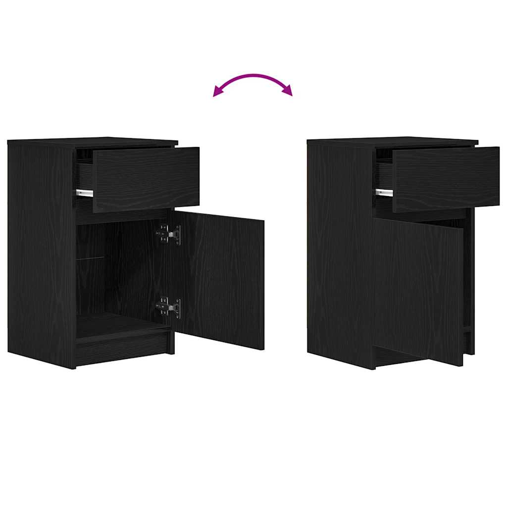 vidaXL Bedside Cabinet Black 39x35x65 cm Engineered Wood