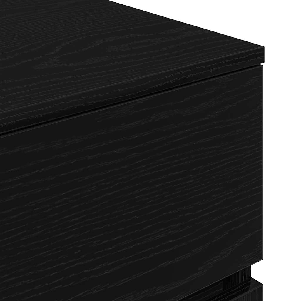 vidaXL Bedside Cabinet Black 39x35x65 cm Engineered Wood