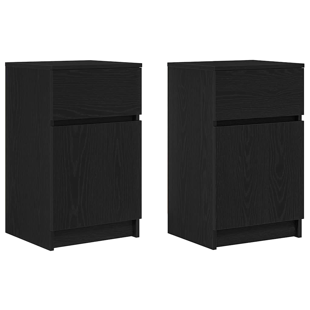 vidaXL Bedside Cabinets 2 pcs Black 39x35x65 cm Engineered Wood