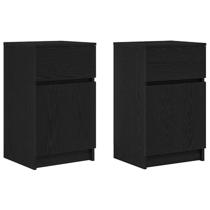 vidaXL Bedside Cabinets 2 pcs Black 39x35x65 cm Engineered Wood