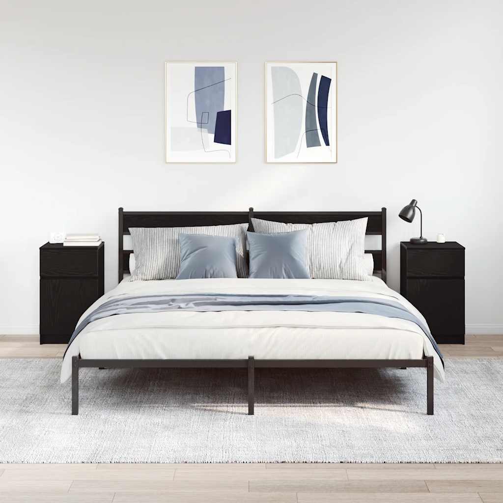 vidaXL Bedside Cabinets 2 pcs Black 39x35x65 cm Engineered Wood