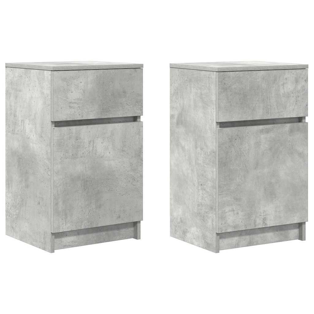 vidaXL Bedside Cabinets 2 pcs Concrete Grey 39x35x65cm Engineered Wood