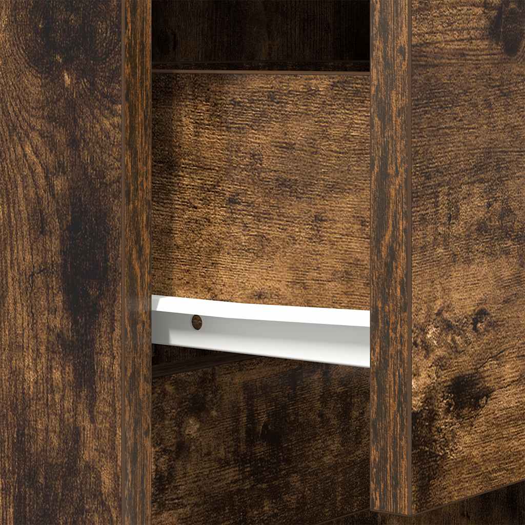 vidaXL Bedside Cabinet Smoked Oak 39x35x65 cm Engineered Wood