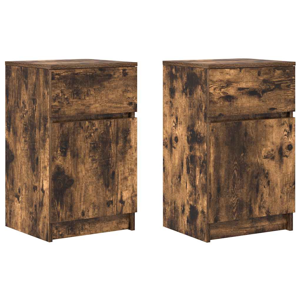 vidaXL Bedside Cabinets 2 pcs Smoked Oak 39x35x65 cm Engineered Wood