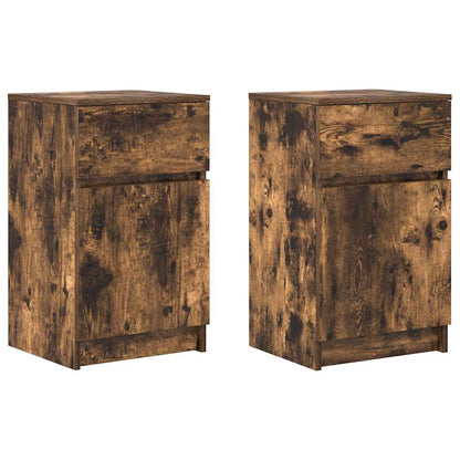 vidaXL Bedside Cabinets 2 pcs Smoked Oak 39x35x65 cm Engineered Wood