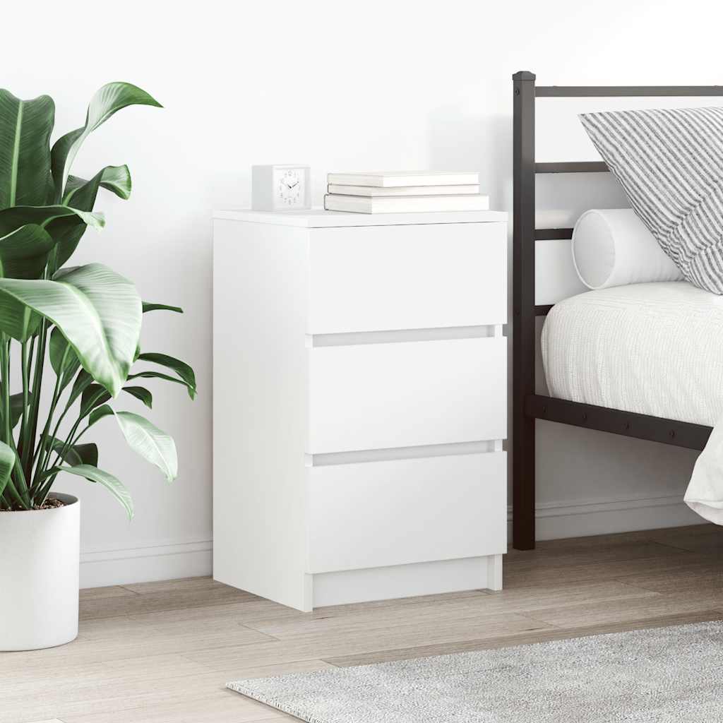 vidaXL Bedside Cabinet with 3 Drawers White 39x35x65 cm