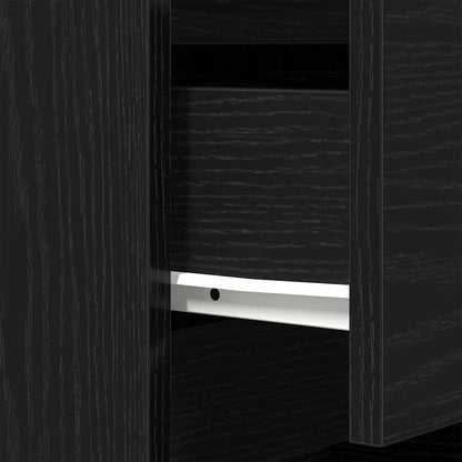vidaXL Bedside Cabinet with 3 Drawers Black 39x35x65 cm