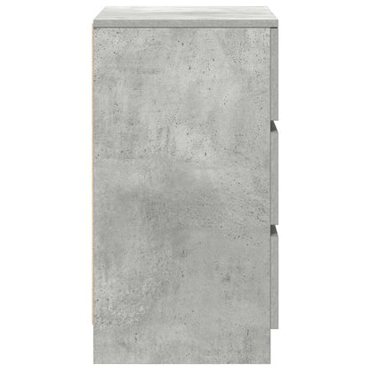 vidaXL Bedside Cabinet with 3 Drawers Concrete Grey 39x35x65 cm