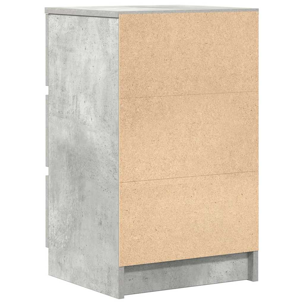 vidaXL Bedside Cabinet with 3 Drawers Concrete Grey 39x35x65 cm