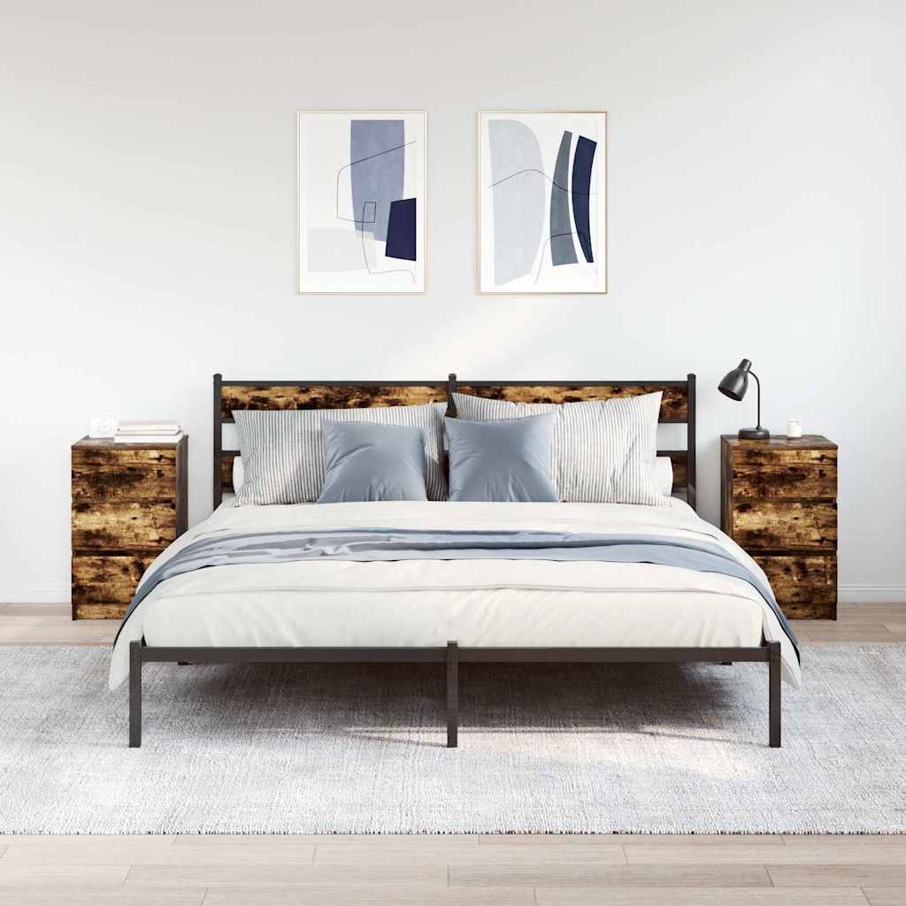 vidaXL Bedside Cabinets with 3 Drawers 2 pcs Smoked Oak 39x35x65 cm