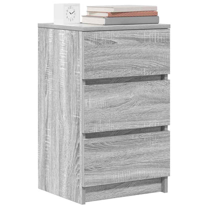 vidaXL Bedside Cabinet with 3 Drawers Grey Sonoma 39x35x65 cm