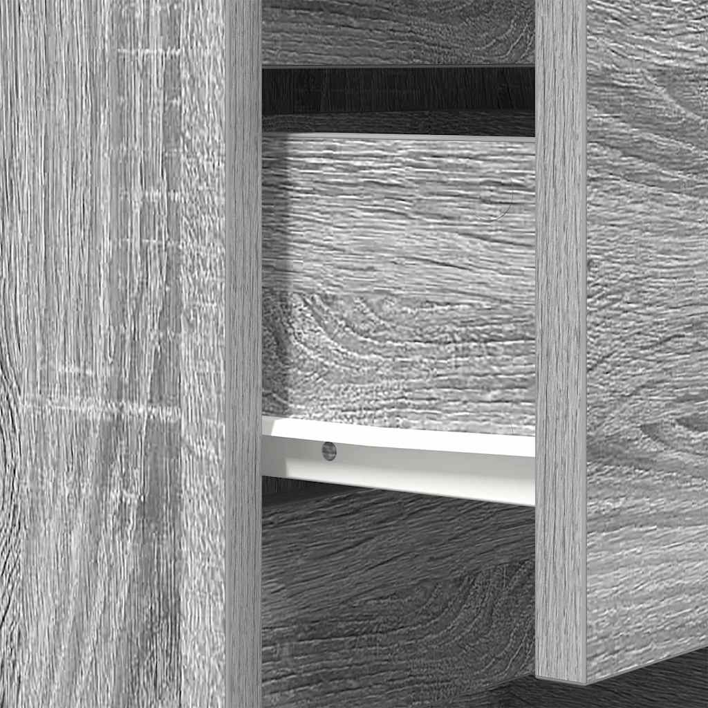vidaXL Bedside Cabinet with 3 Drawers Grey Sonoma 39x35x65 cm