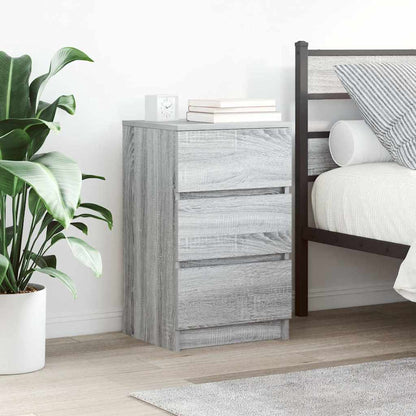 vidaXL Bedside Cabinet with 3 Drawers Grey Sonoma 39x35x65 cm