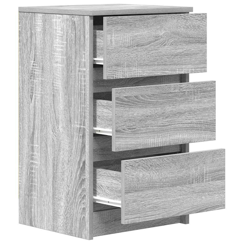 vidaXL Bedside Cabinets with 3 Drawers 2 pcs Grey Sonoma 39x35x65 cm