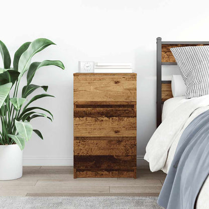 vidaXL Bedside Cabinet with 3 Drawers Old Wood 39x35x65 cm