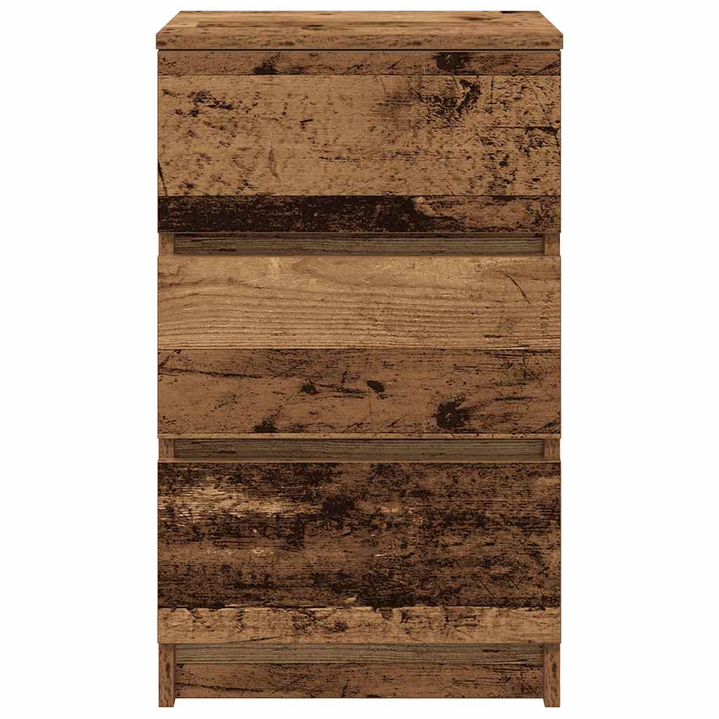 vidaXL Bedside Cabinet with 3 Drawers Old Wood 39x35x65 cm