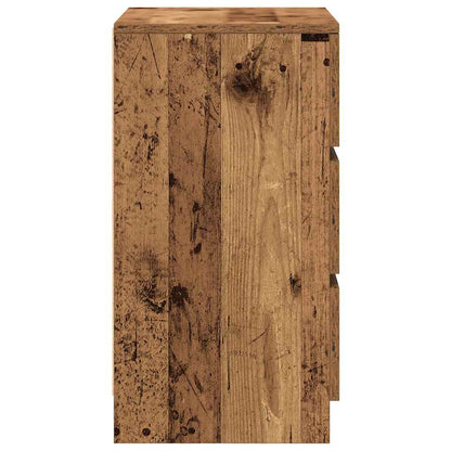vidaXL Bedside Cabinet with 3 Drawers Old Wood 39x35x65 cm