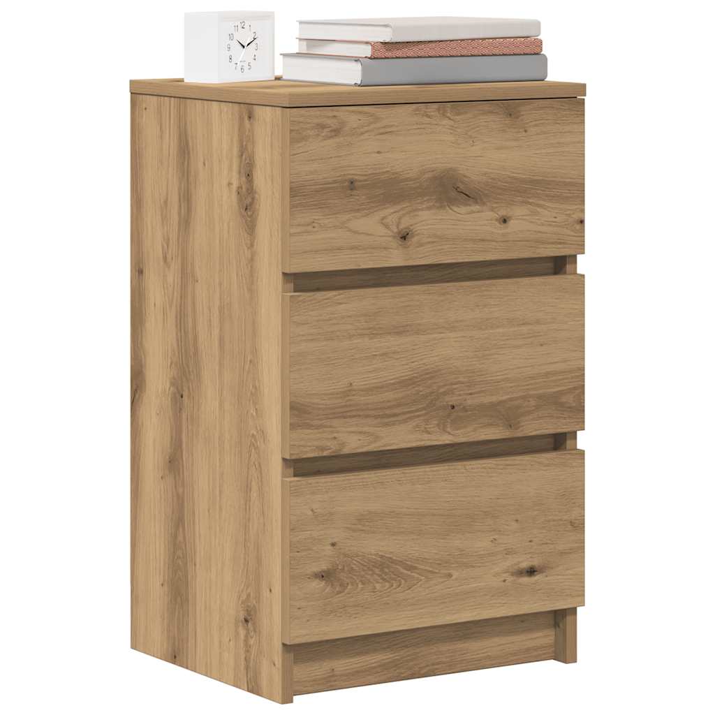 vidaXL Bedside Cabinet with 3 Drawers Artisan Oak 39x35x65 cm