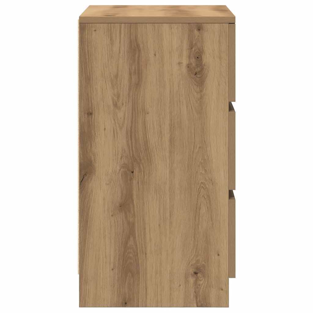 vidaXL Bedside Cabinet with 3 Drawers Artisan Oak 39x35x65 cm