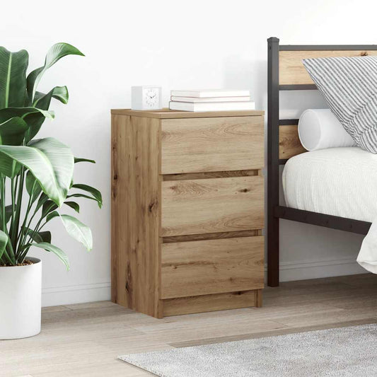 vidaXL Bedside Cabinet with 3 Drawers Artisan Oak 39x35x65 cm