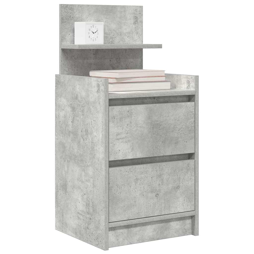 vidaXL Bedside Cabinet with 2 Drawers Concrete Grey 38x34x80 cm