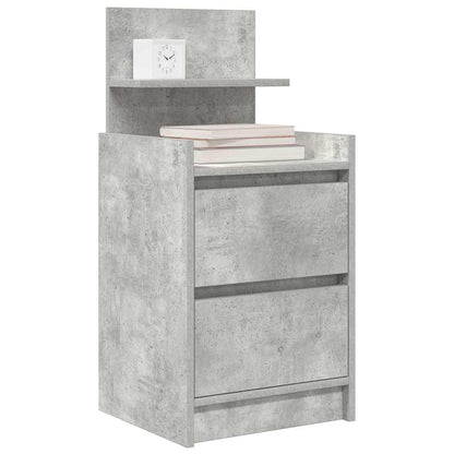 vidaXL Bedside Cabinet with 2 Drawers Concrete Grey 38x34x80 cm