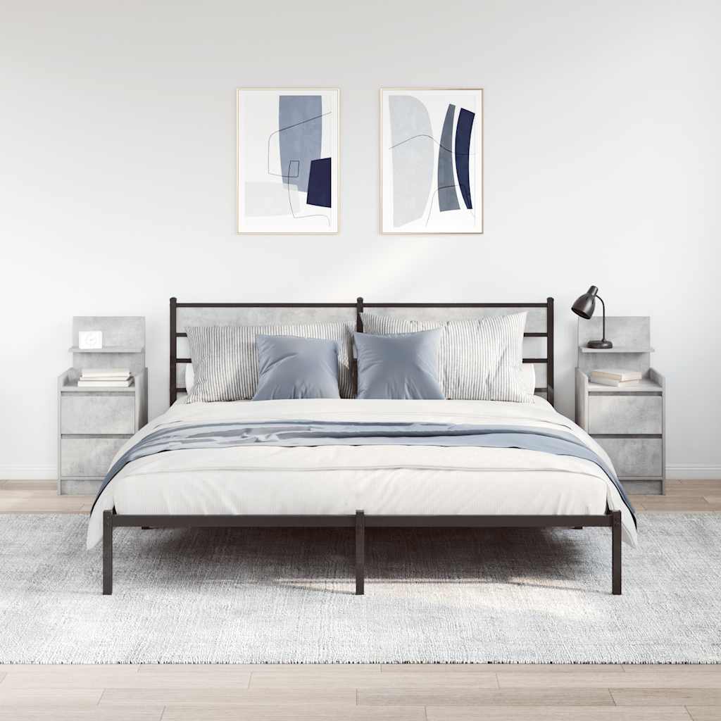 vidaXL Bedside Cabinets with 2 Drawers 2 pcs Concrete Grey 38x34x80 cm