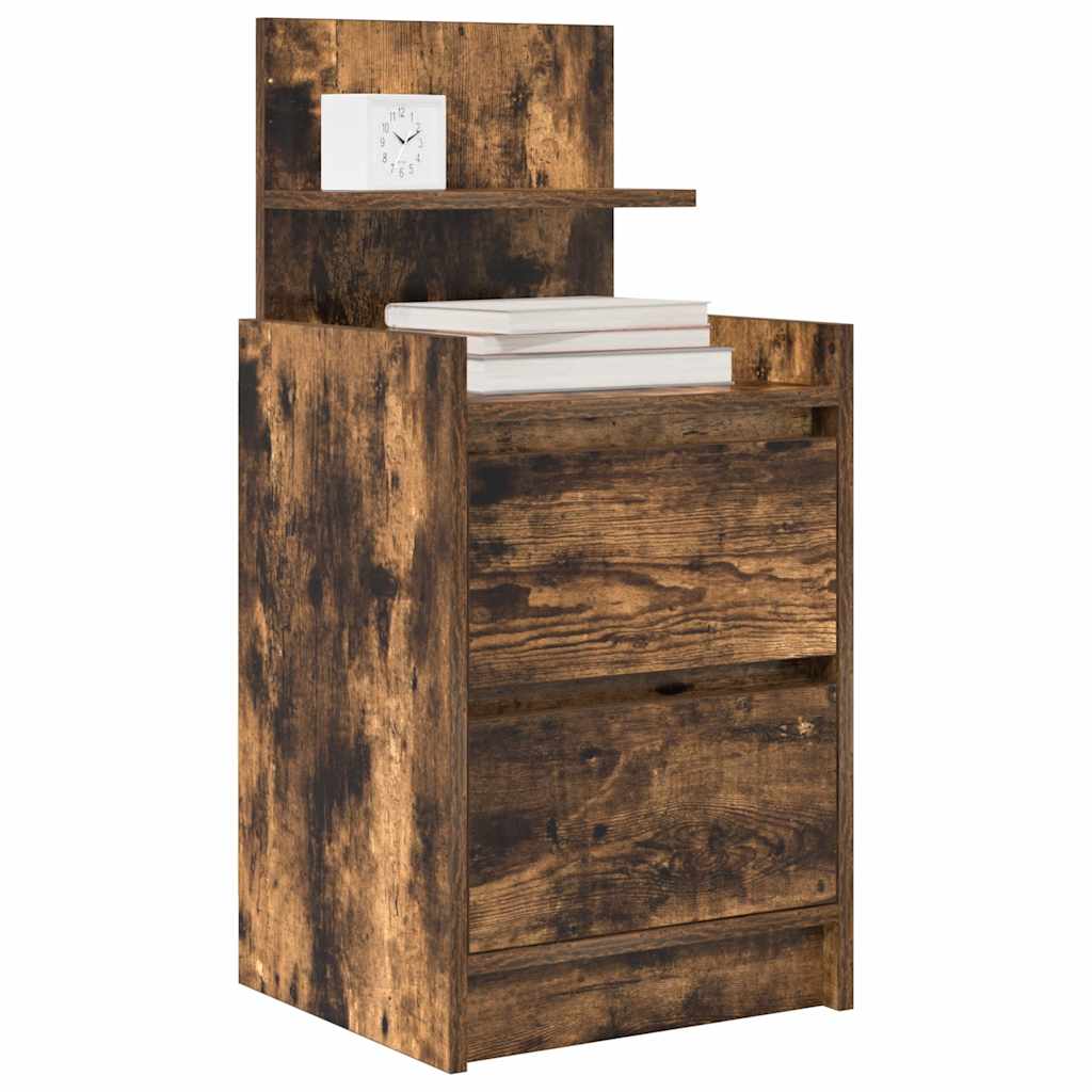 vidaXL Bedside Cabinet with 2 Drawers Smoked Oak 38x34x80 cm