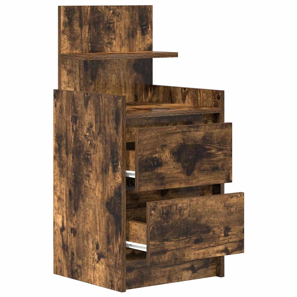 vidaXL Bedside Cabinet with 2 Drawers Smoked Oak 38x34x80 cm