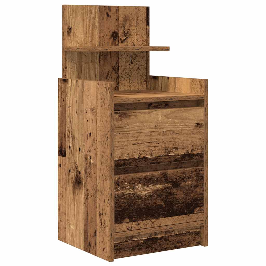 vidaXL Bedside Cabinet with 2 Drawers Old Wood 38x34x80 cm