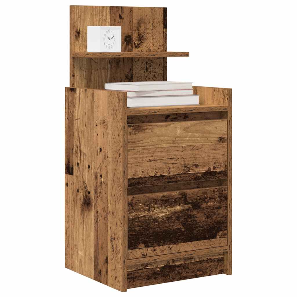 vidaXL Bedside Cabinet with 2 Drawers Old Wood 38x34x80 cm