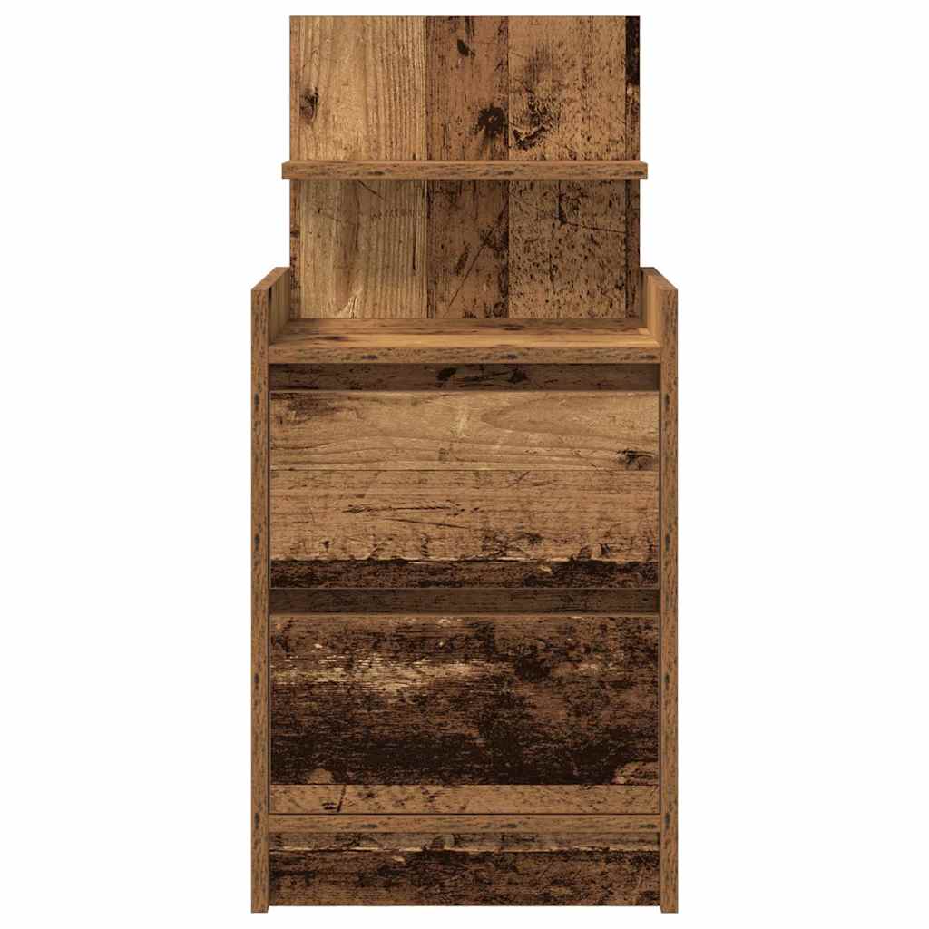 vidaXL Bedside Cabinet with 2 Drawers Old Wood 38x34x80 cm