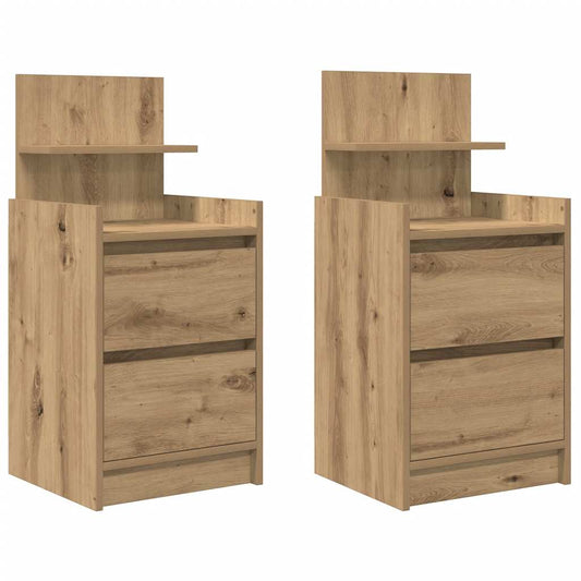 vidaXL Bedside Cabinets with 2 Drawers 2 pcs Artisan Oak 38x34x80 cm