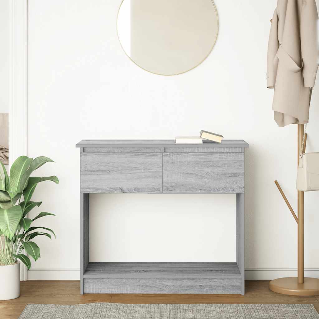 vidaXL Console Table with Drawers Grey Sonoma 85,5x38,5x74,5 cm