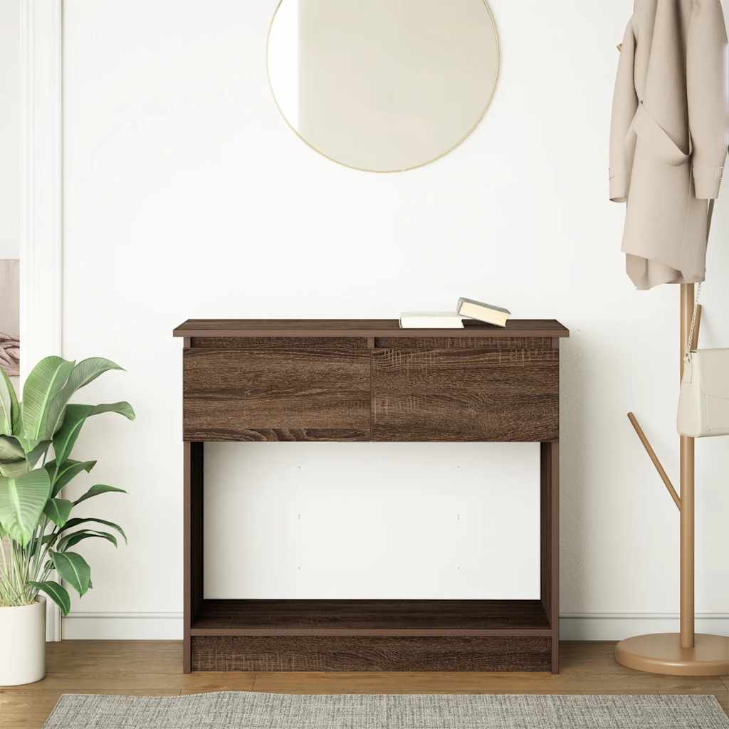 vidaXL Console Table with Drawers Brown Oak 85,5x38,5x74,5 cm