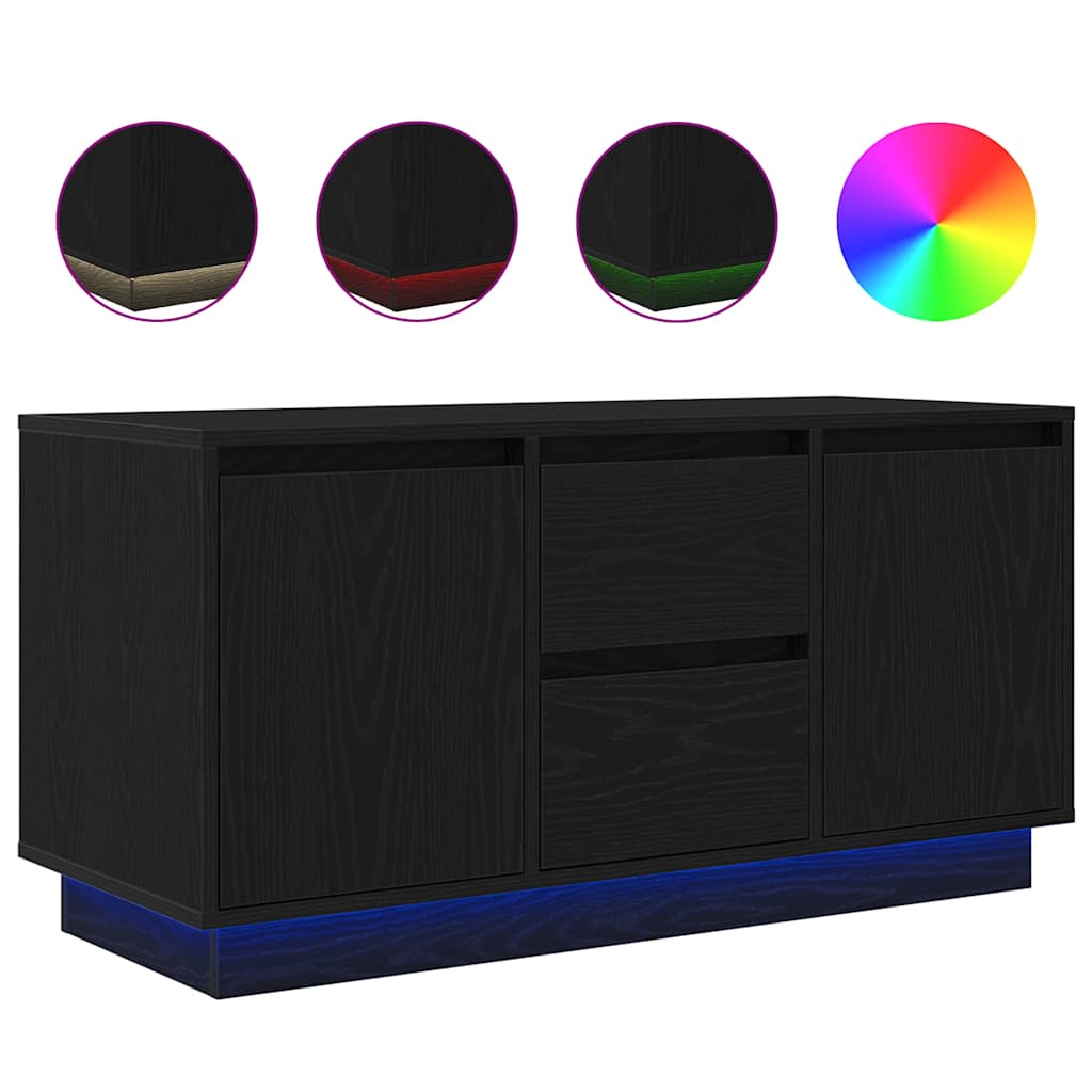 vidaXL TV Cabinet with LED Lights Black Oak 100x41x50 cm