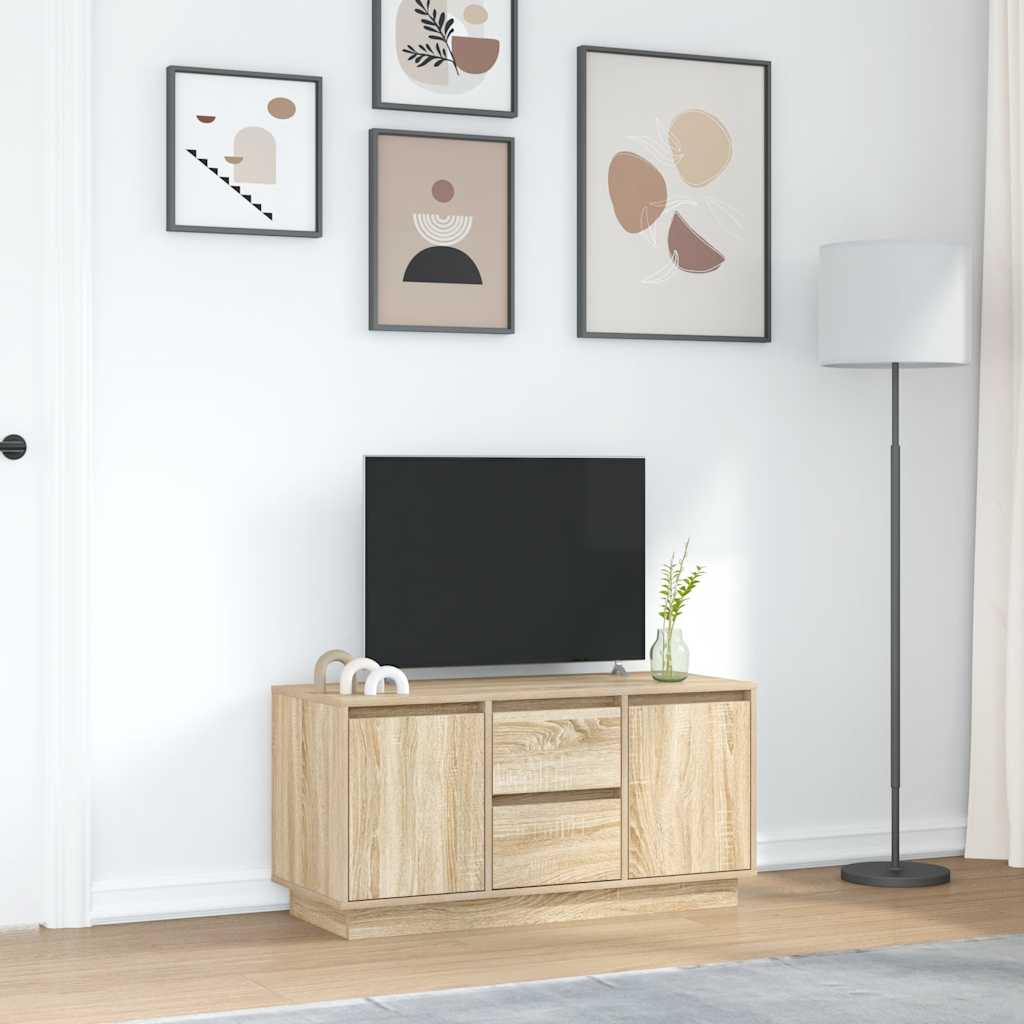 vidaXL TV Cabinet with LED Lights Sonoma Oak 100x41x50 cm