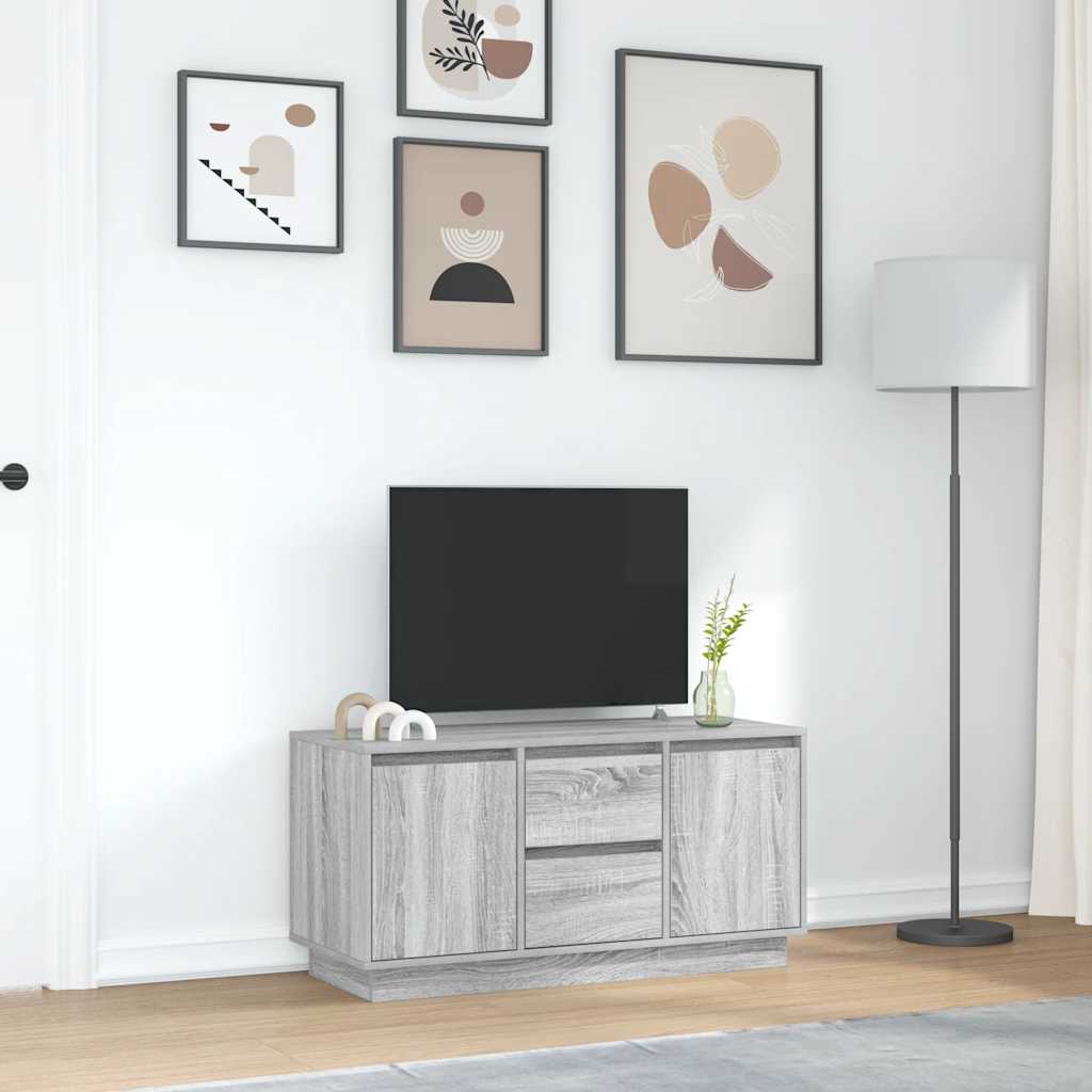 vidaXL TV Cabinet with LED Lights Grey Sonoma 100x41x50 cm