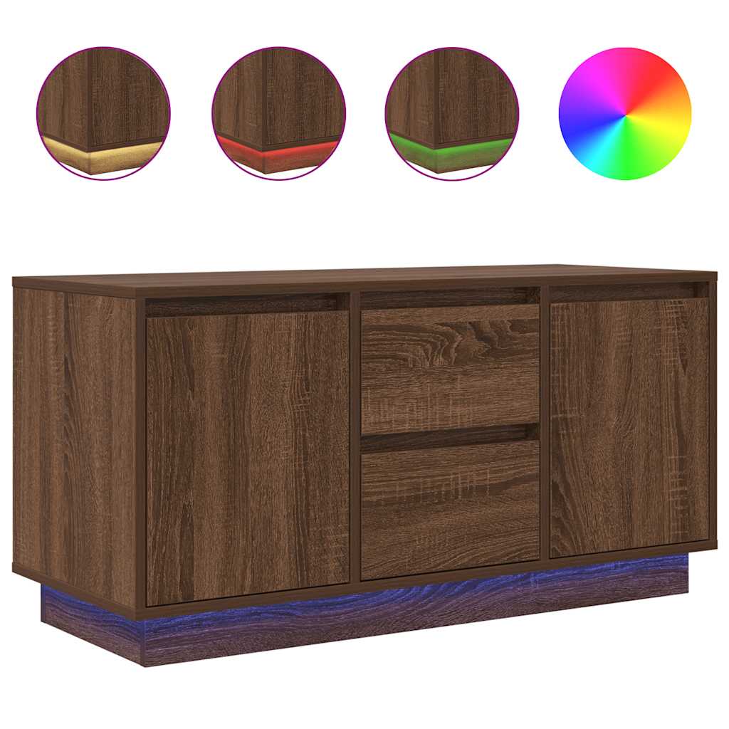 vidaXL TV Cabinet with LED Lights Brown Oak 100x41x50 cm