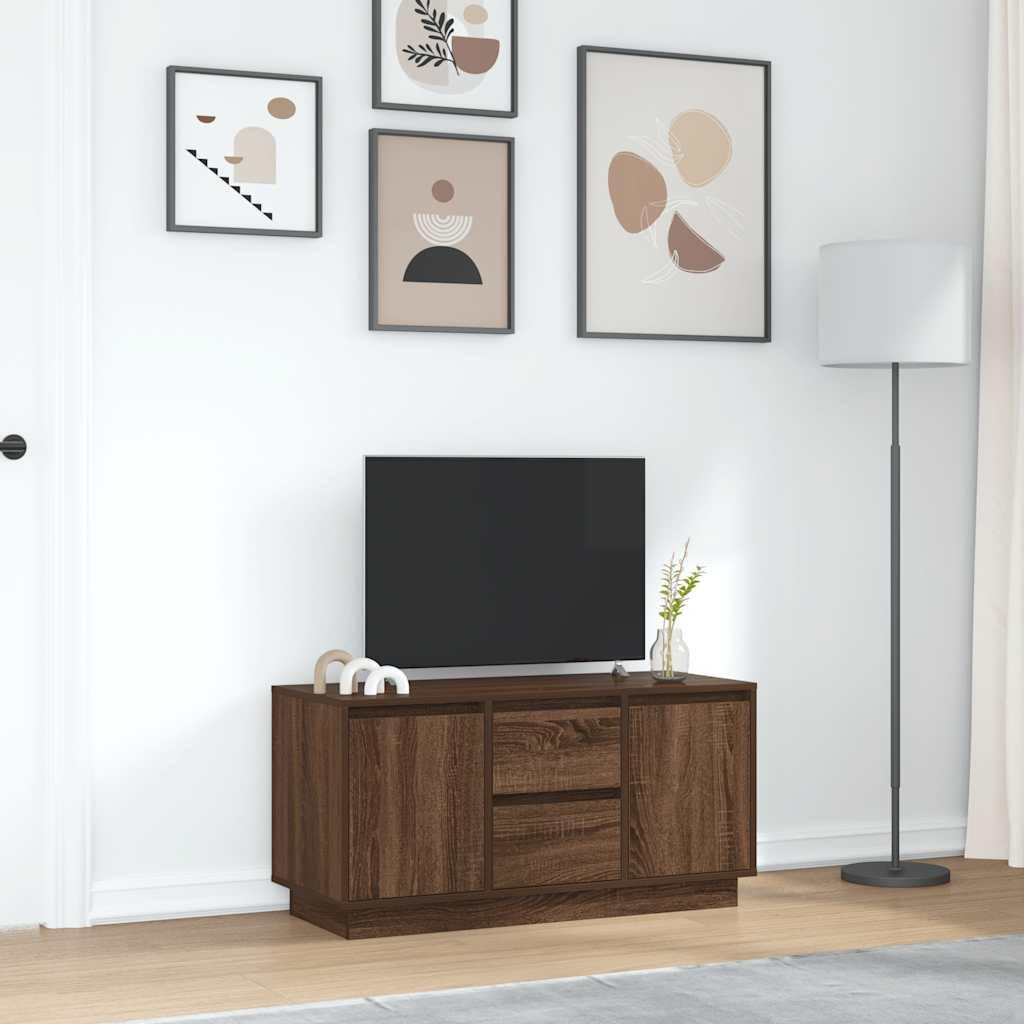 vidaXL TV Cabinet with LED Lights Brown Oak 100x41x50 cm