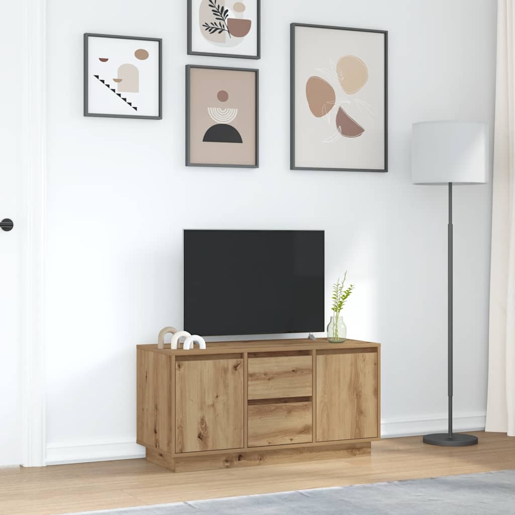 vidaXL TV Cabinet with LED Lights Artisan Oak 100x41x50 cm