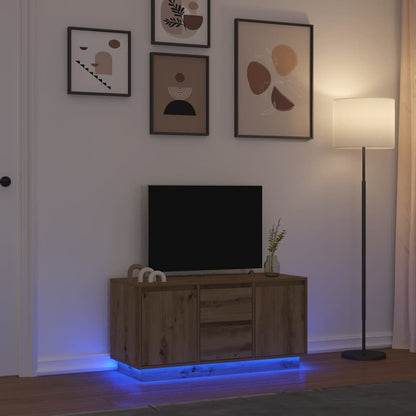 vidaXL TV Cabinet with LED Lights Artisan Oak 100x41x50 cm