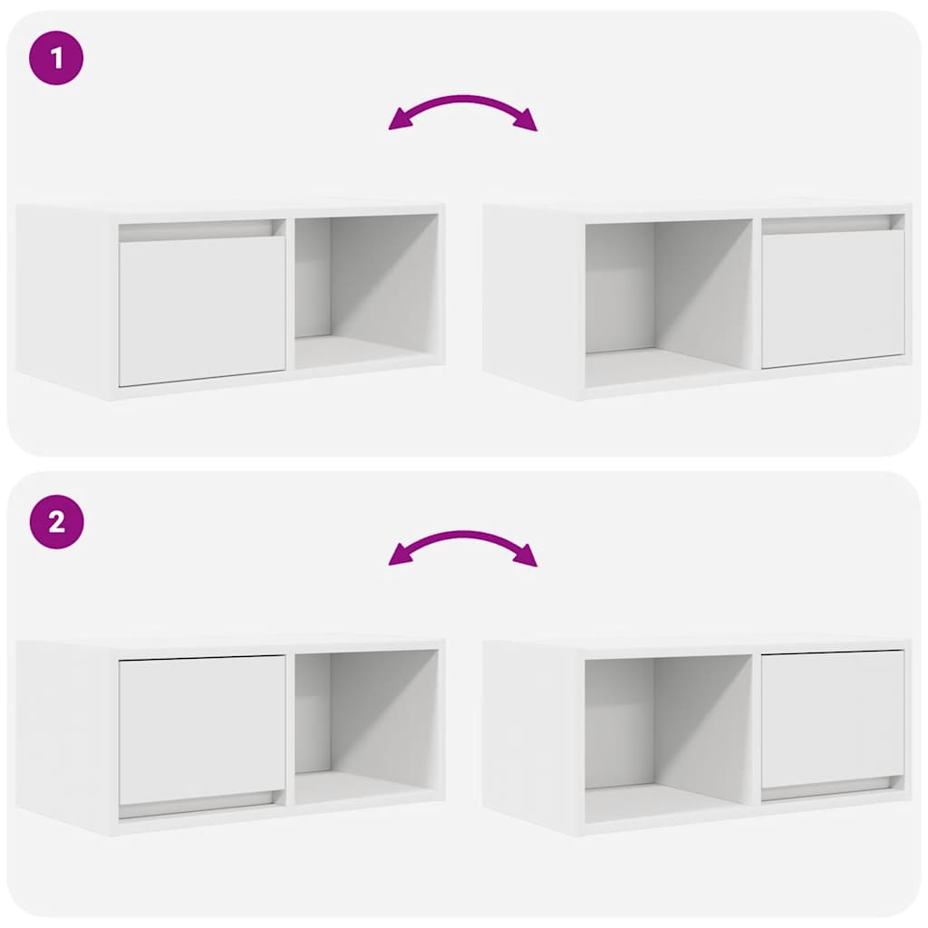 vidaXL TV Cabinets 2 pcs White 60x31x25.5 cm Engineered Wood