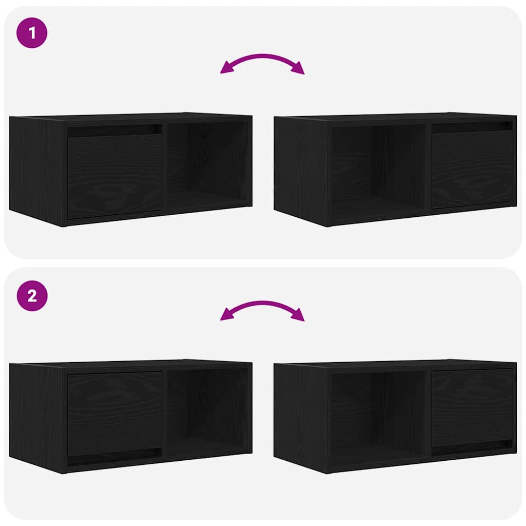 vidaXL TV Cabinet Black Oak 60x31x25.5 cm Engineered Wood
