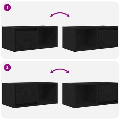 vidaXL TV Cabinet Black Oak 60x31x25.5 cm Engineered Wood