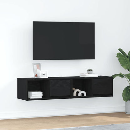 vidaXL TV Cabinets 2 pcs Black Oak 60x31x25.5 cm Engineered Wood