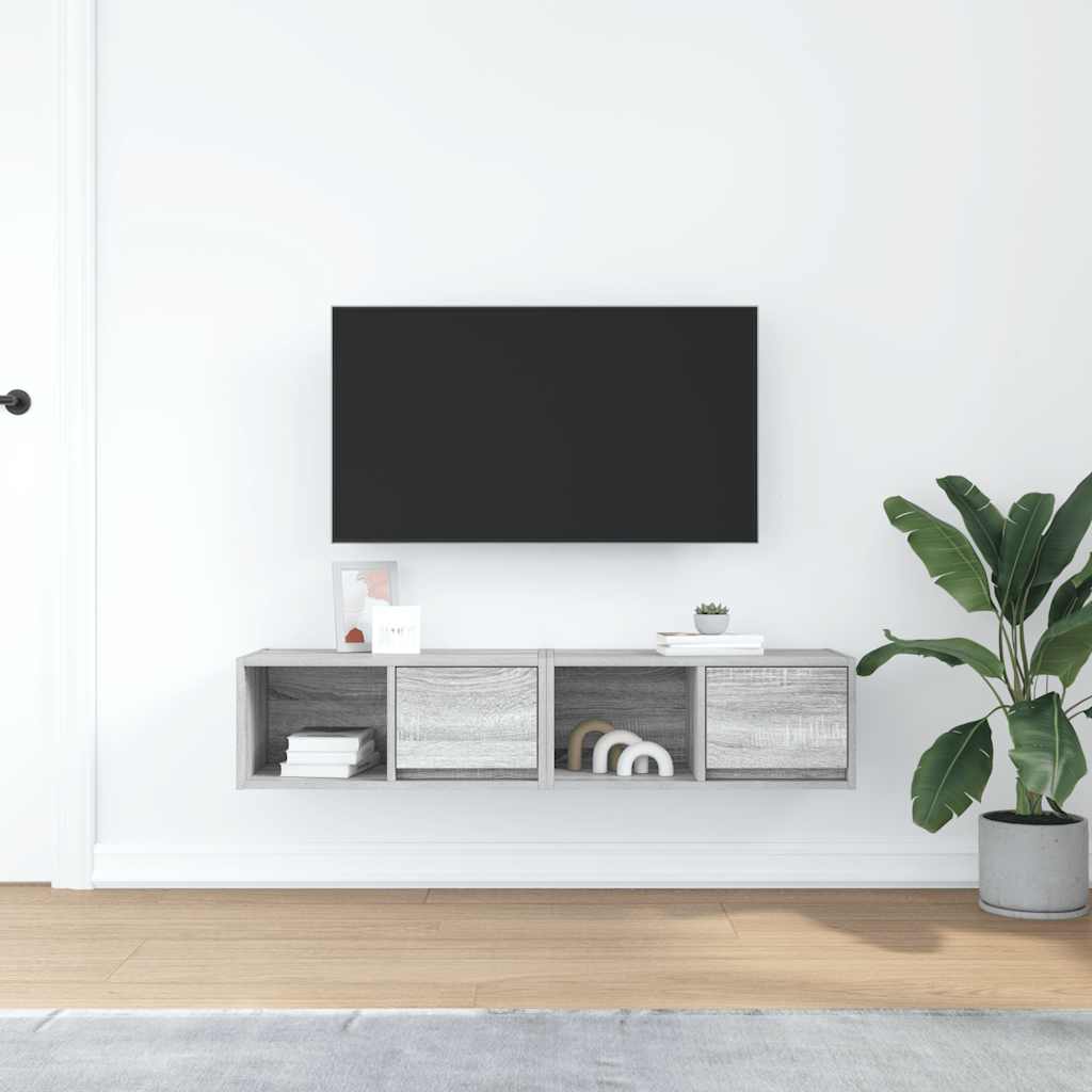vidaXL TV Cabinets 2 pcs Grey Sonoma 60x31x25.5 cm Engineered Wood