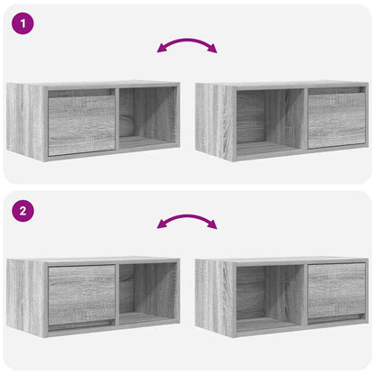 vidaXL TV Cabinets 2 pcs Grey Sonoma 60x31x25.5 cm Engineered Wood